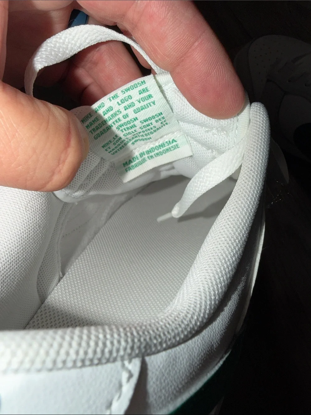 Nike White Low-Top Sneakers with Green Swoosh